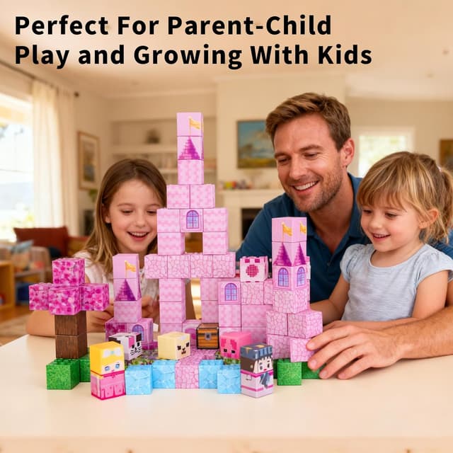 Detalle 1 de MEESHEEP Magnetic Blocks (100pcs) – Montessori-style magnetic building set for ages 3–10