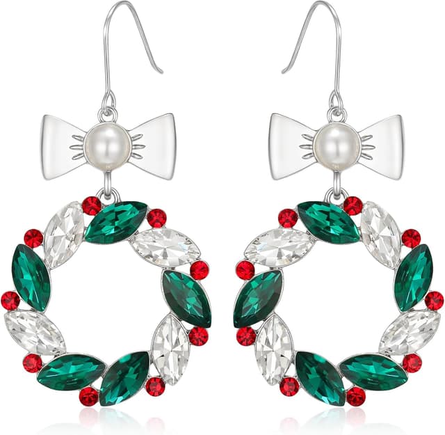 Detalle de Clearine Femme boucles d’oreilles de Noël « étoile / arbre » – série festive, bijou délicat en cadeau