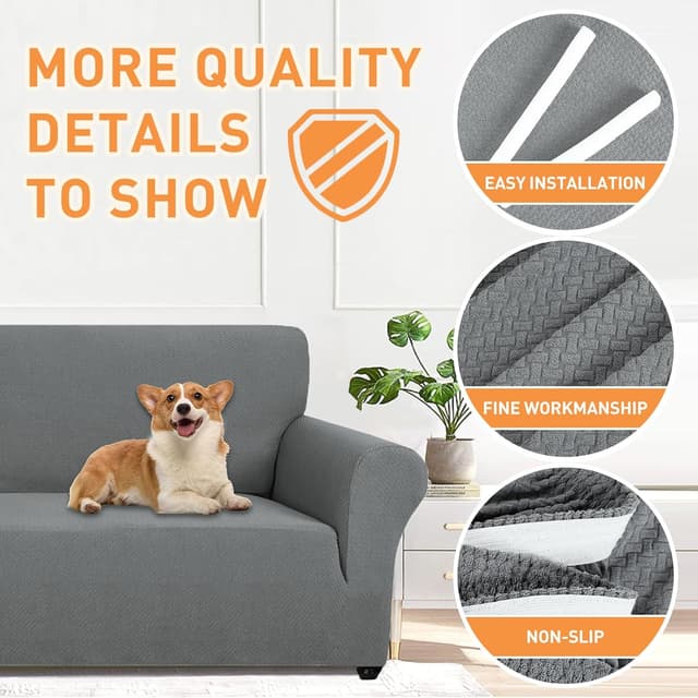 Detalle de Ystyle Copridivano 2 posti con braccioli elasticizzato antigraffio per gatti, grigio chiaro