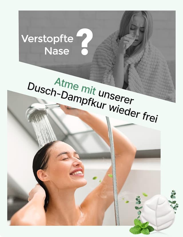Detalle de momcozy Duschbombe 14er-Set im Eukalyptusblatt-Design – Shower Steamer mit Pfefferminze- und Eukalyptus-Öl