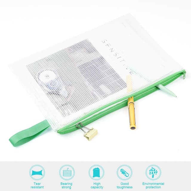 Detalle de OFFCUP lot de pochettes A3 en PVC avec fermeture éclair (10 pièces) pour documents et dossiers