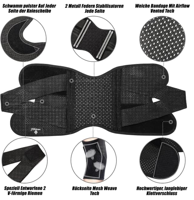 Detalle 2 de NEENCA Knieschütze Kniestütze bei Knieschmerzen – Kompressions-Kniebandage mit Luftgitterstoff und seitlicher Stabilisierung