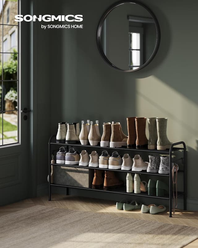 Detalle 2 de SONGMICS Scarpiera regolabile 3 ripiani 18 paia