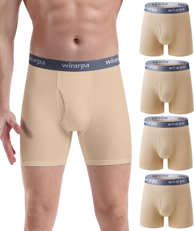 Thumbnail 6 de wirarpa Boxer Uomo in cotone elasticizzato con open fly, pacco da 4