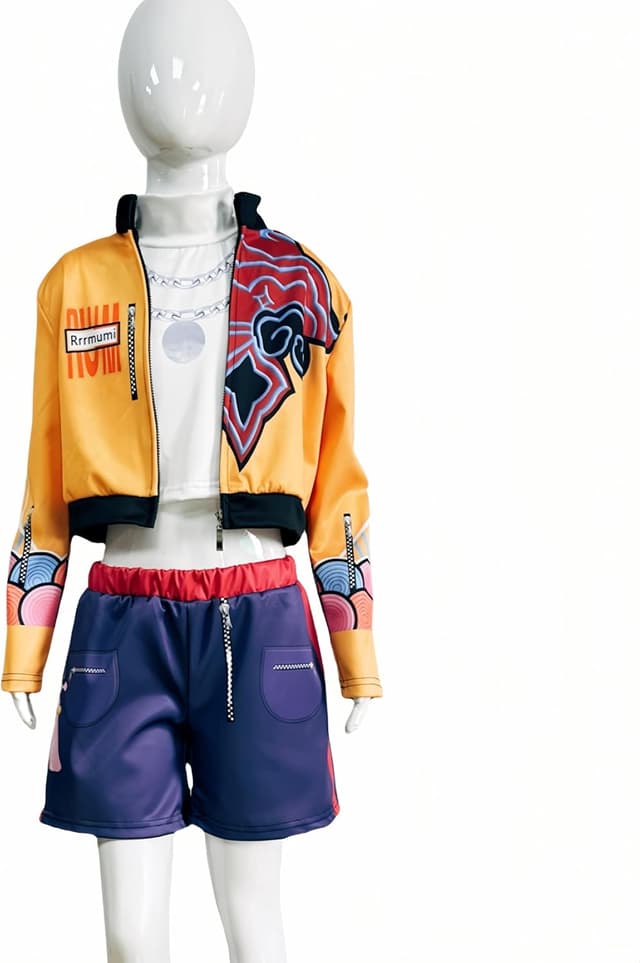 Detalle de Tangsenyu Rumi 3-Piece Kids Girls Pop Singer Costume Set (Zipper Jacket, Shirt & Shorts)