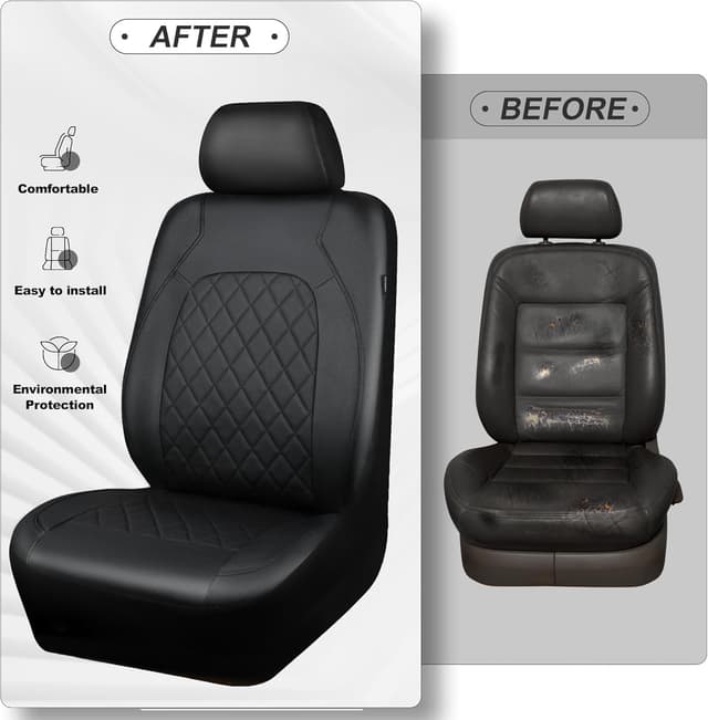 Thumbnail 5 de HORSE KINGDOM Universal PU Leather Front Seat Covers 2 pcs