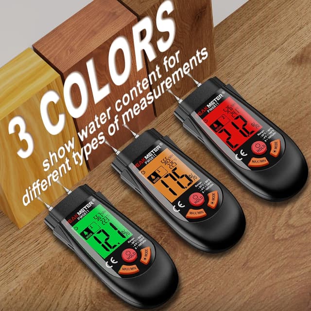 Detalle 2 de Misuratore di umidità con batteria e display LCD per legno e carta (modello aggiornato)