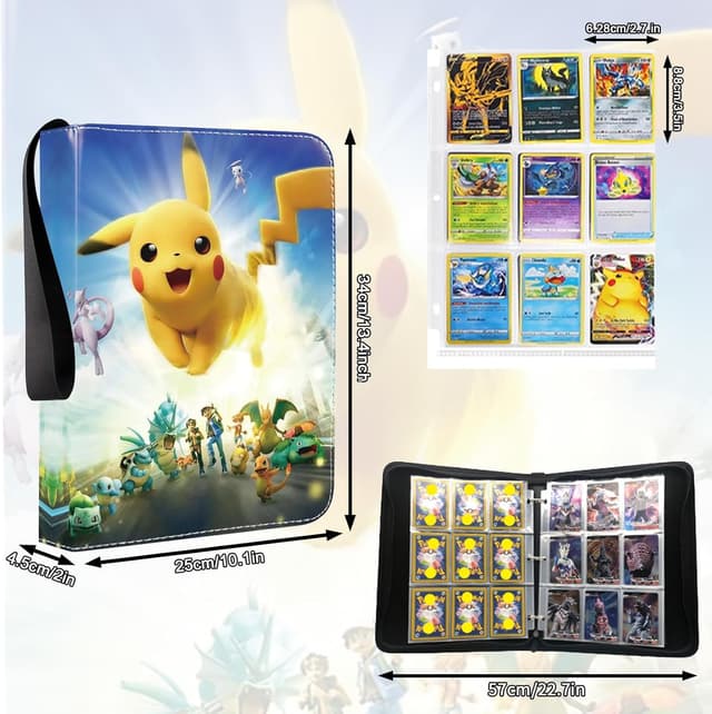 Detalle 2 de HazyZany Sammelkarten-Album mit 3-Ring-Design, wasserdichtem PU & 50 9-Pocket-Blättern (bis zu 900 Karten)
