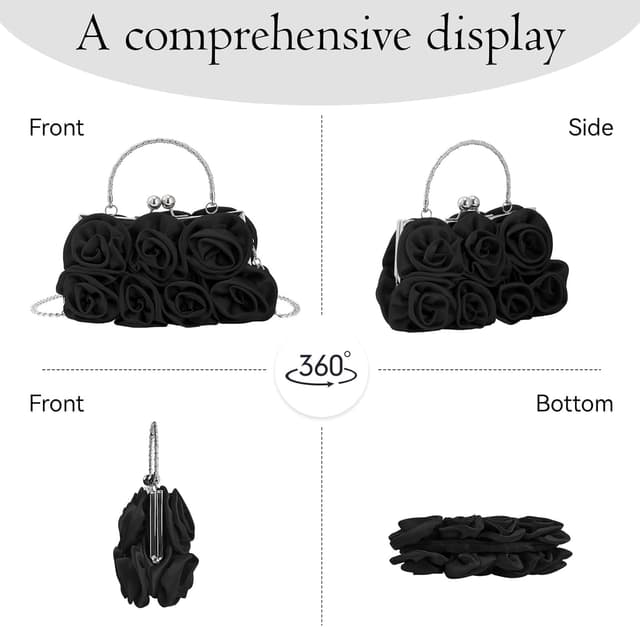 Detalle de Wocharm women’s satin flower clutch purse for weddings and evening events