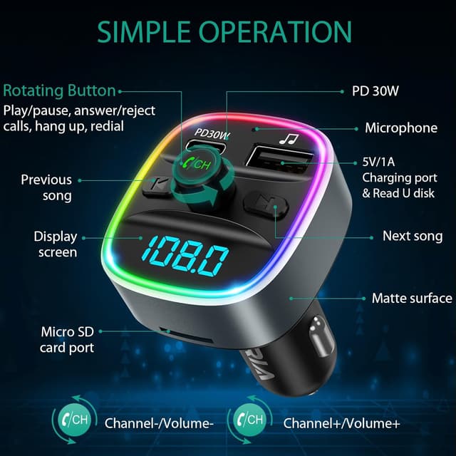 Thumbnail 6 de ORIA 35W Bluetooth 5.3 FM transmitter