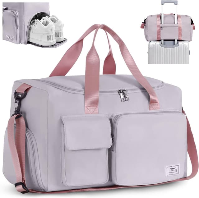 Detalle de Fioretto water-resistant sports gym duffle bag with shoes compartment and wet/dry pocket (45 x 24 x 28 cm, 30L)
