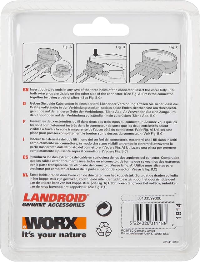 Detalle de WORX WA0198 kit da 5 connettori stagni per giunte del cavo perimetrale Landroid