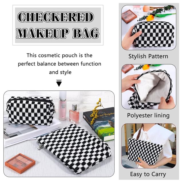 Thumbnail 5 de ZLFSRQ Checkered Makeup Bag Set 10.6 in