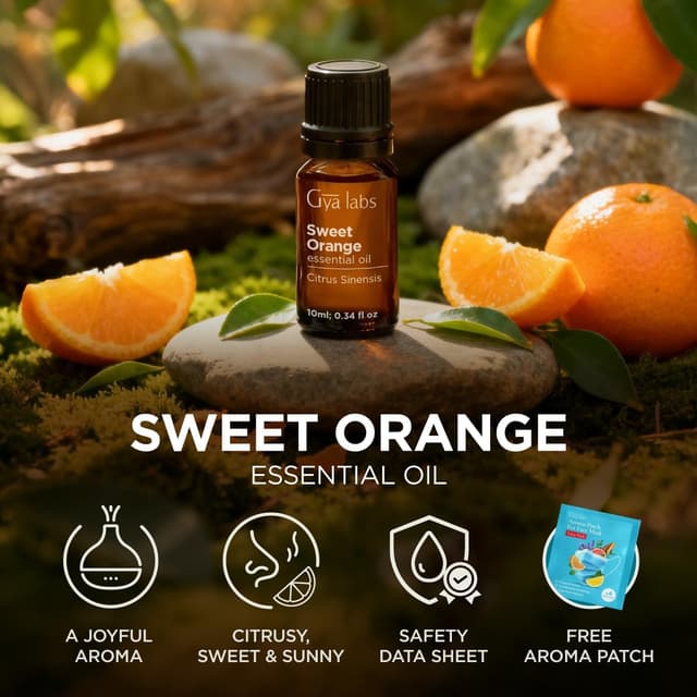 Detalle de Gya Labs Sweet Orange Essential Oil (100% pure natural) for Diffuser & Skin – 10ml