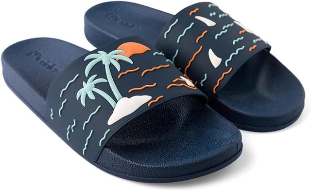 Detalle de Dedoles Badeschuhe & Hausschuhe für Damen, Herren und Kinder – bunte Badesandalen mit lustigen Designs