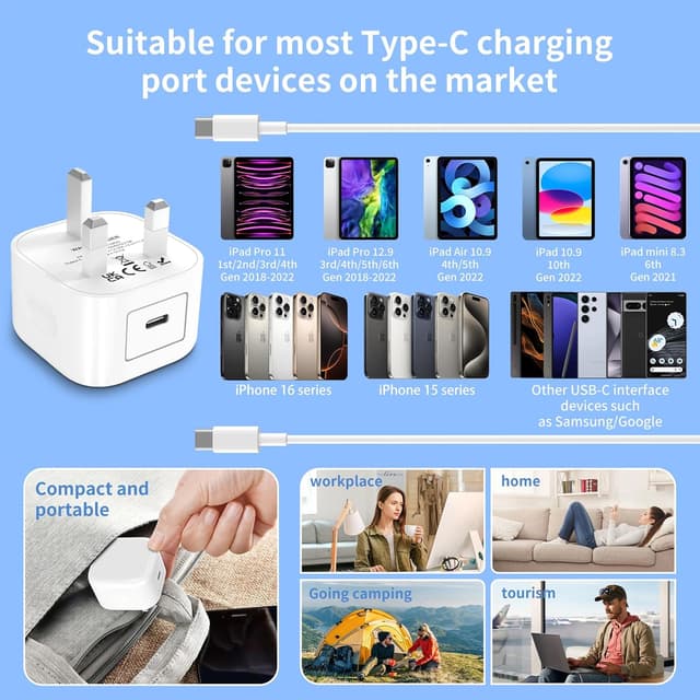 Thumbnail 5 de Apple iPhone 17 USB‑C 20W PD charger with 6ft cable