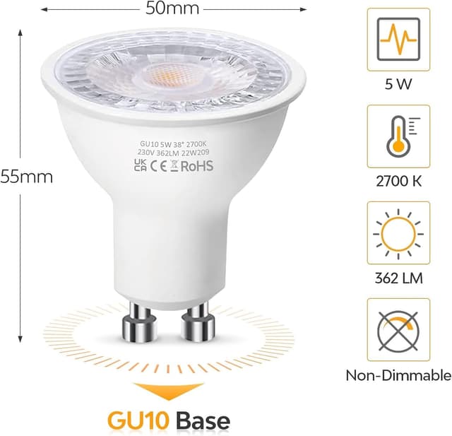 Detalle 2 de Levidon GU10 5W warm white spotlight 2700K