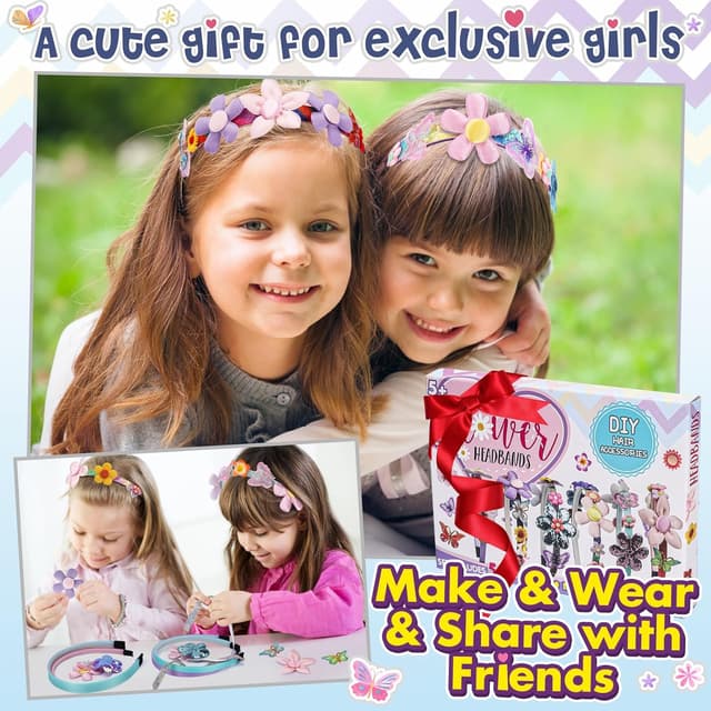 Detalle de CITSKY girls’ fashion craft kit (ages 6–12) – DIY flower hair accessory set