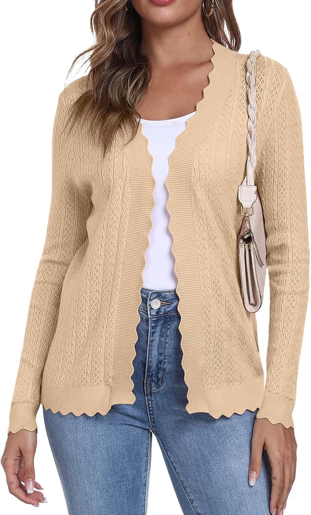 Detalle de YUNDAI Women’s Lightweight Cropped Knit Cardigan Shrug (V-neck, textured knit)