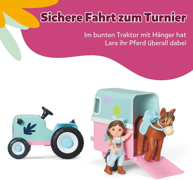 Detalle de Baby born Minis Pferdeanhänger-Spielset mit Mini-Puppe Lara, Traktor, Anhänger & Pferd (ab 3 Jahren)