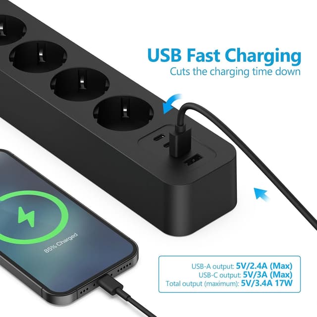 Thumbnail 4 de JSVER Multipresa 9 in 1 con 2 m cavo