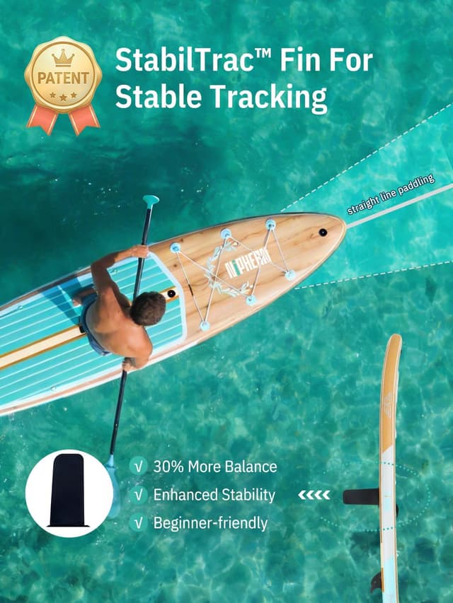 Detalle 2 de Niphean (Extra Large) Inflatable Paddle Board (SUP) for 2+1 People, 500 lbs Capacity with StabilTrac Fin and Accessories