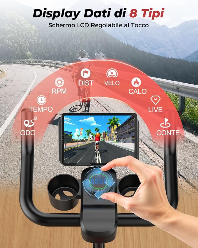 Detalle de Superun Cyclette da casa con resistenza magnetica e 32 livelli, controllo via app e portata fino a 136 kg