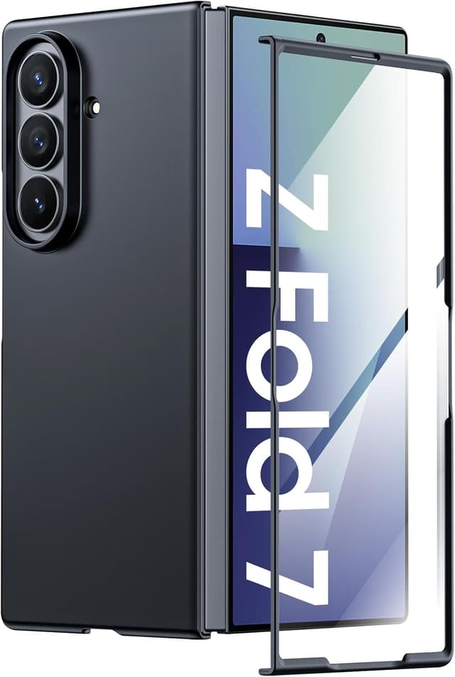 Detalle de Vizvera case for Samsung Galaxy Z Fold 7 (2025) with built-in screen protector, black