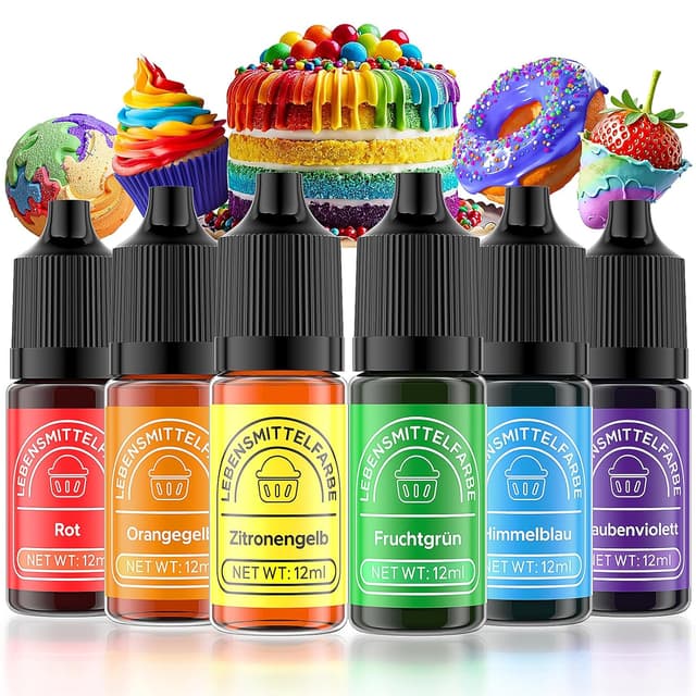 Detalle de Wwtop Lebensmittelfarbe 6 Farben x12 ml 🍰