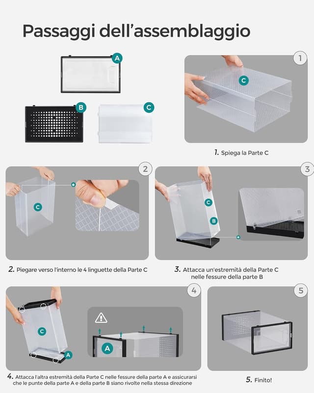 Thumbnail 6 de SONGMICS Scatole per Scarpe LSP007B18, set da 18 contenitori pieghevoli e impilabili fino alla taglia 46