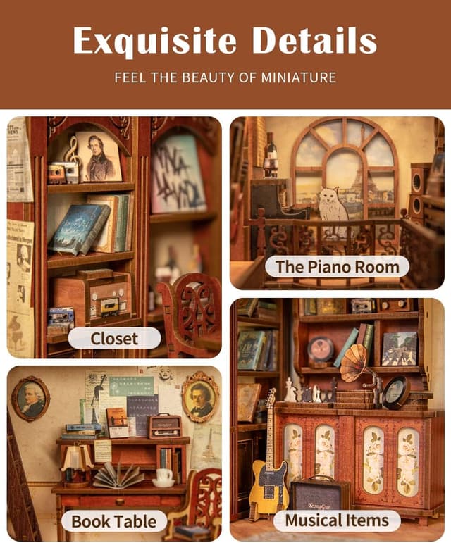 Thumbnail 6 de CUTEBEE Book Nook Kit DIY Miniature House