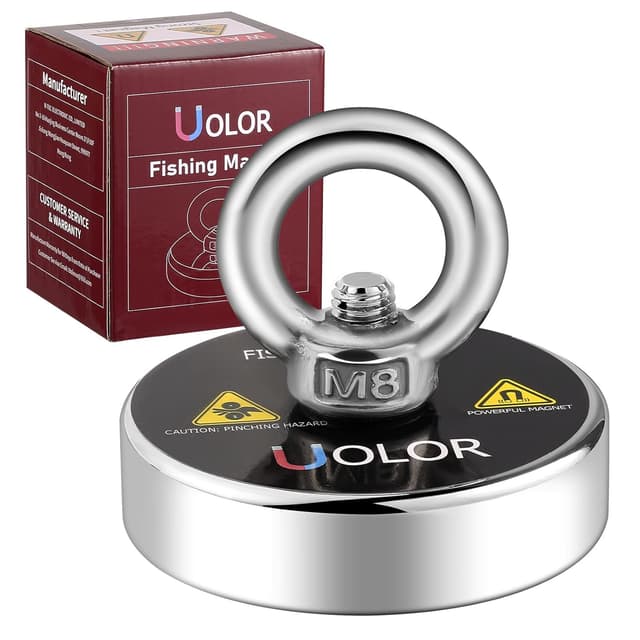 Detalle de Uolor Fishing Magnet (160 Kg / 353 LBS pull force) N35 round neodymium magnet for river retrieval
