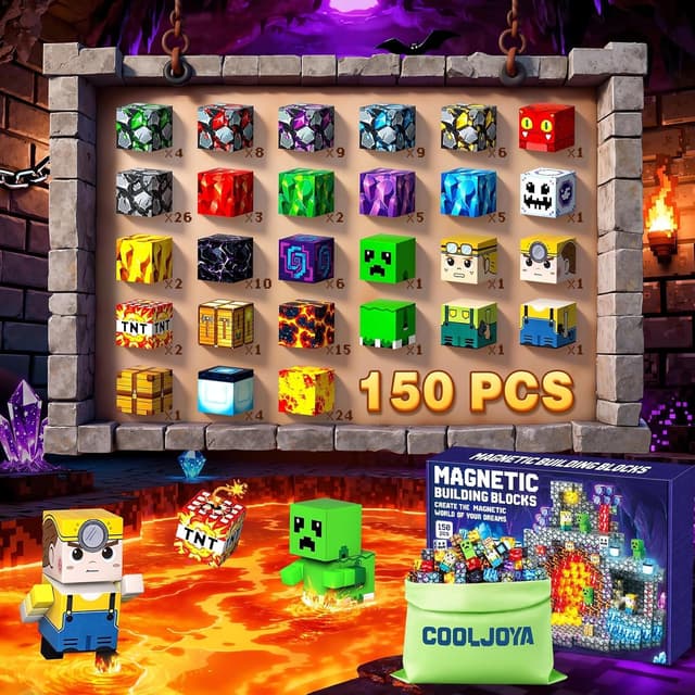 Detalle de COOLJOYA Costruzioni Magnetiche per Bambini da 150 pezzi, giochi Montessori per 3-10 anni