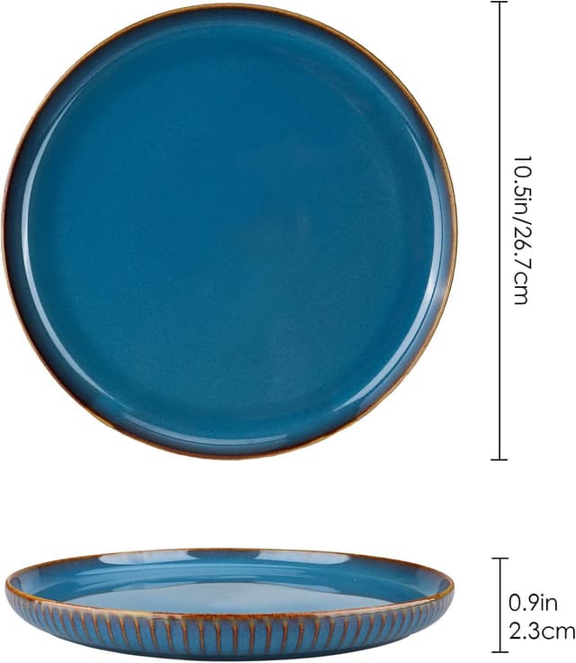 Detalle 2 de CSYY Star Light large dinner plates (10.5in) – blue porcelain set of 2 for dinner, pasta and salad