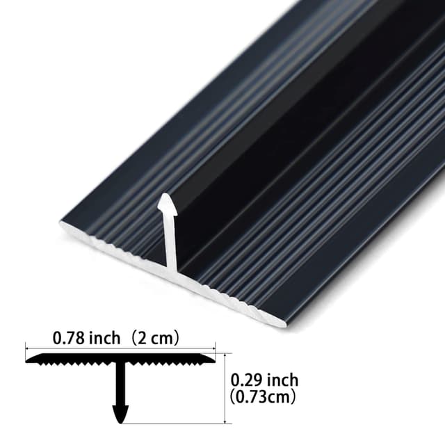 Detalle 2 de Trimold 3‑piece Aluminium T Moulding Trim & Floor Transition Strips (Matte Black) 0.9m x 2cm