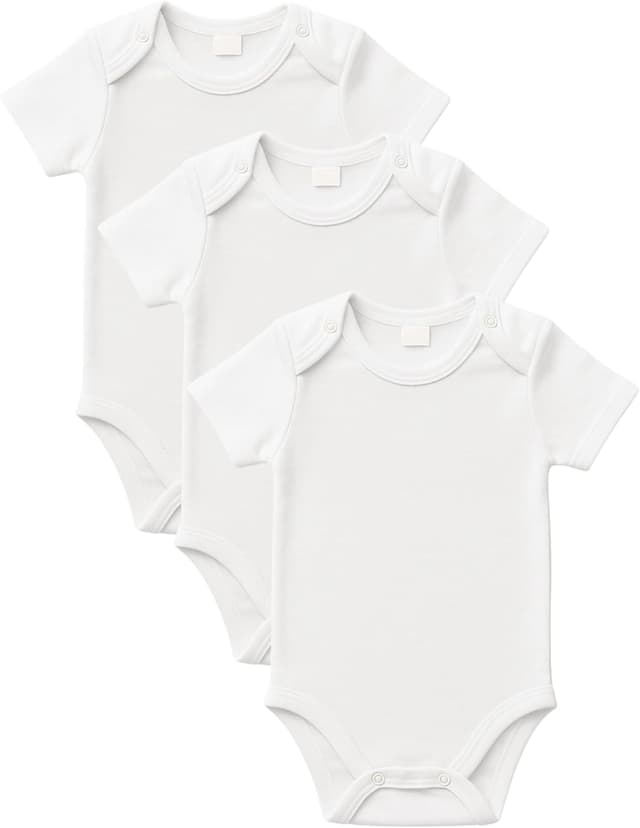 Detalle de rise&Raba Baby Bodysuit 3 Pack (0-4 Years) in 100% Organic Cotton half sleeve