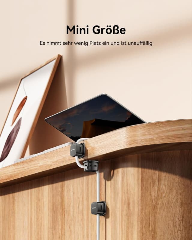 Detalle de Rocoren selbstklebende Kabelhalter mit Magnet – Kabelclips-Organizer (12 Stück) für Schreibtisch & Büro