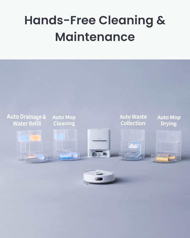 Detalle 1 de SwitchBot S20 Robot Vacuum Cleaner with Mop: 10,000Pa suction, AI obstacle avoidance and auto mop washing