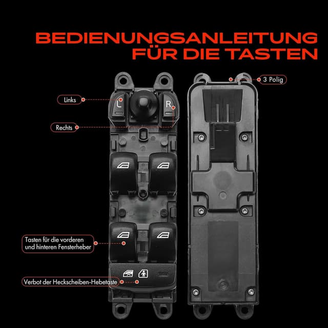 Detalle de Frankberg Fensterheberschalter vorne links (Ersatz) – kompatibel mit S60 II, V60 I und XC60