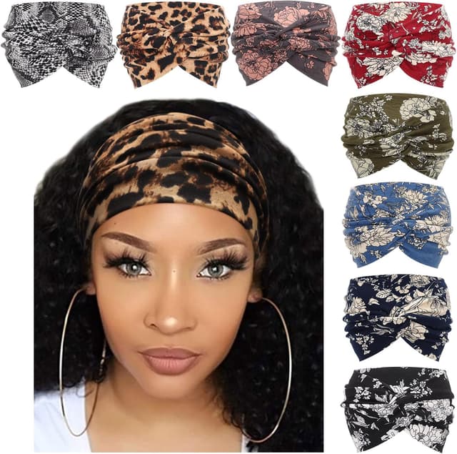Thumbnail 5 de DRESHOW 8 Pack Turban Headbands for Women Wide Head Wraps ♀️🎀?
