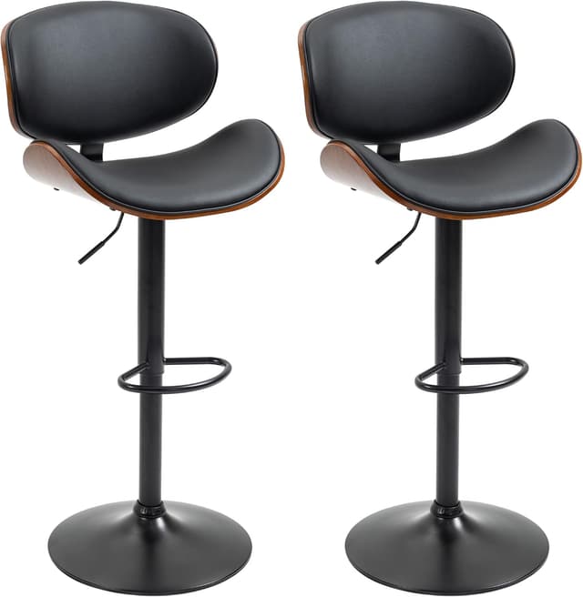 Detalle de HOMCOM Lot de 2 tabourets de Bar Chaise de Cuisine noir