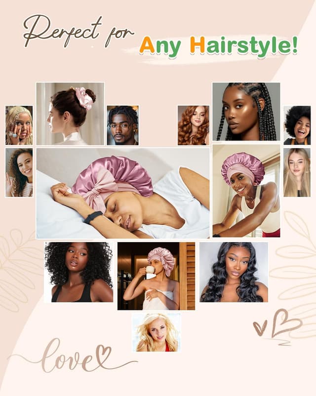 Thumbnail 4 de Bonnet Queen Satin Nuit cheveux bouclés