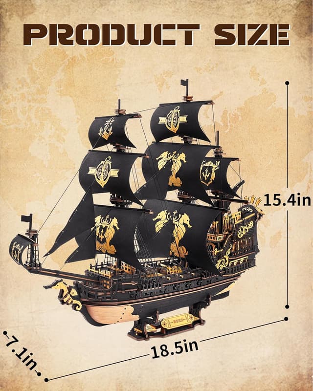 Thumbnail 6 de ROKR Seahorse Barque 3D Sailboat Puzzle Kit