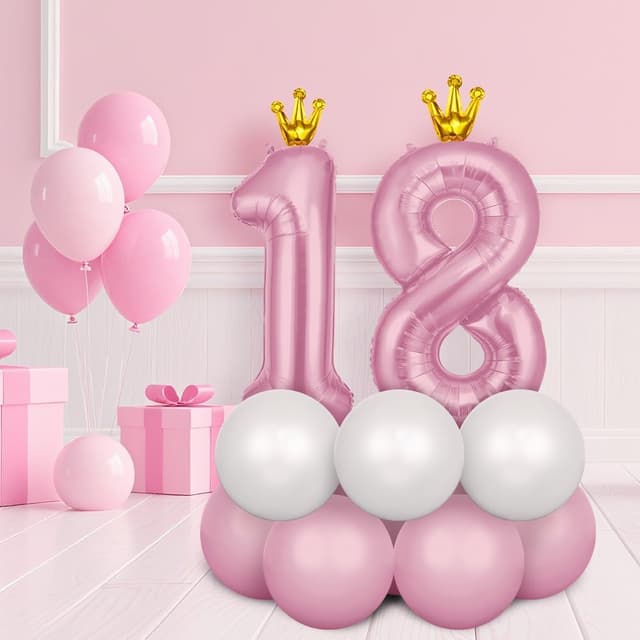 Thumbnail 4 de AOOSU Crown Pink Number Balloons