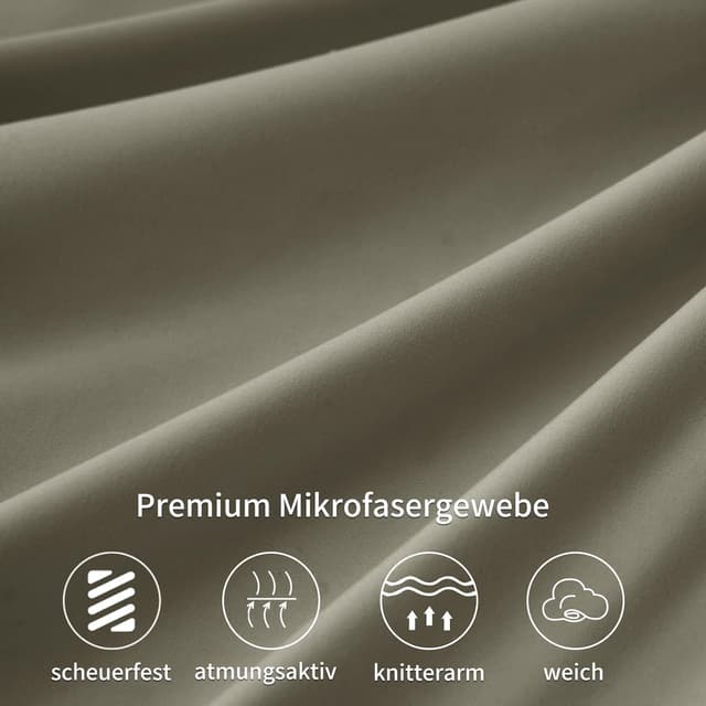 Detalle de RUIKASI Kissenbezug 40 x 80 Taupe im 2er-Set (Mikrofaser, Reißverschluss, pflegeleicht)