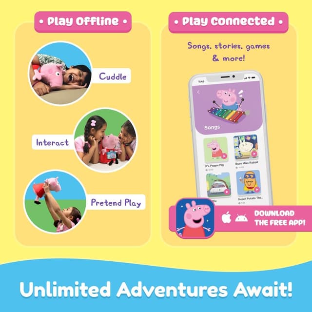 Detalle 2 de PlayShifu Peppa Pig Interactive Plush Toy (Sings, Stories & Rhymes) for Ages 3–6