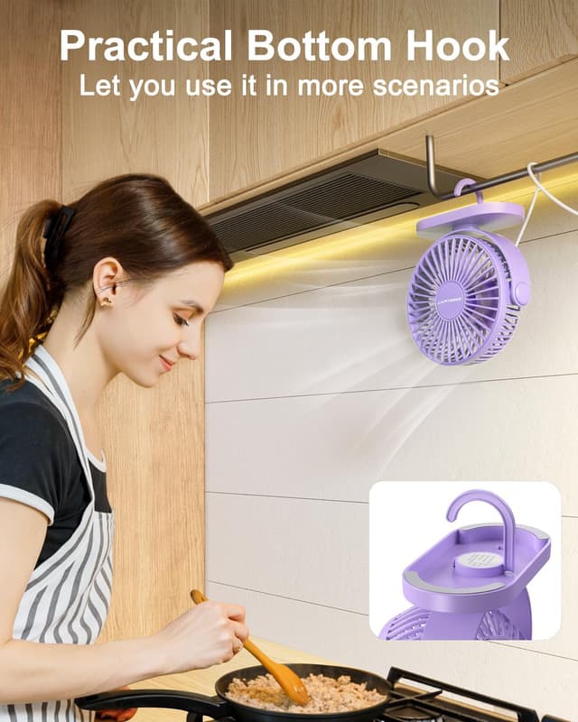 Thumbnail 6 de SWEETFULL USB Desk Fan – 3-speed silent mini fan with 360° adjustable head (Purple)
