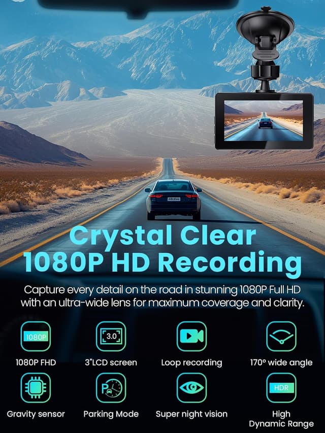 Thumbnail 1 de Alltotive E3 Dash Cam 1080P Front Rear