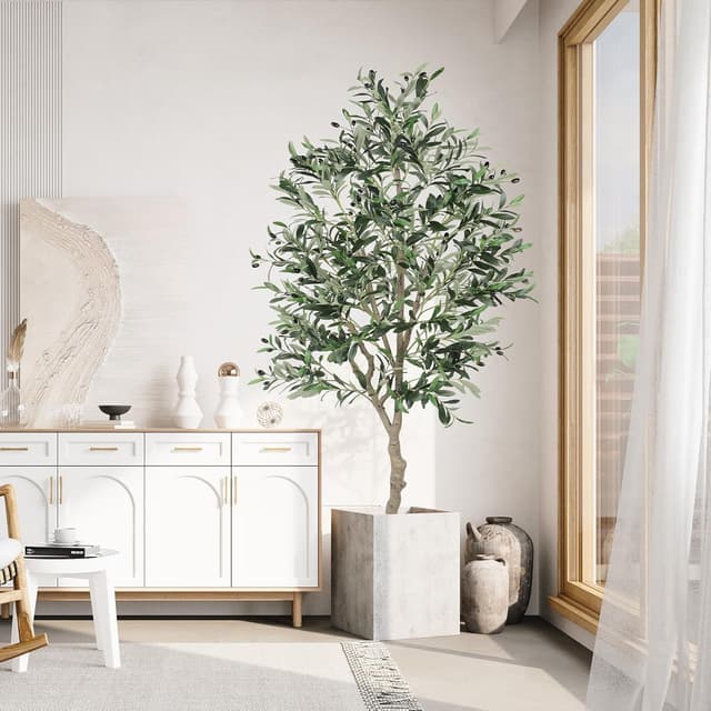 Detalle 2 de YOLEO 6FT Artificial Olive Tree (Style 5) – Faux Olive Silk Plant for Indoor & Balcony Decor