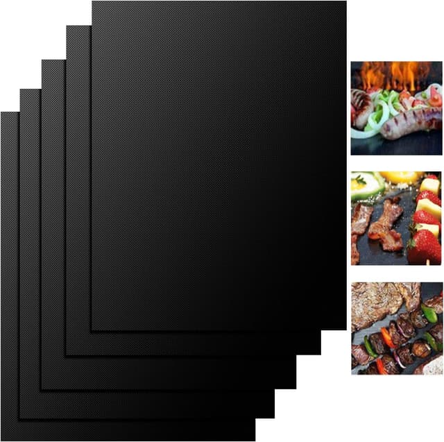 Detalle de FIFlying BBQ Grillmatte 5er-Set (50 x 40 cm) – wiederverwendbare, antihaftbeschichtete Grillmatten